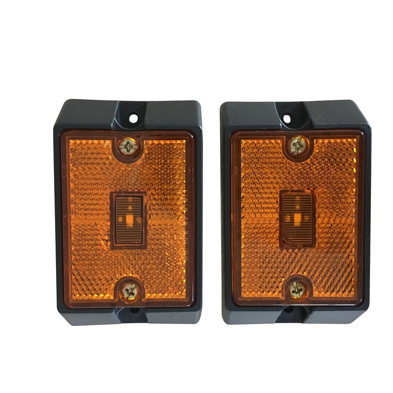 MAXXHAUL 80745 2x3 inch Rectangular Amber Side Marker LED Clearance Light with Reflector for Utility Boat Trailer RV Truck DOT Compliant Waterproof & Submersible - 2 Pieces - Image 1